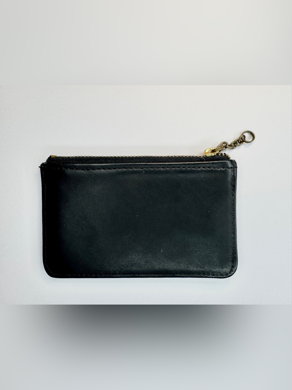 Vintage Coach Black Leather Coin Purse Card Holder Zip Wallet